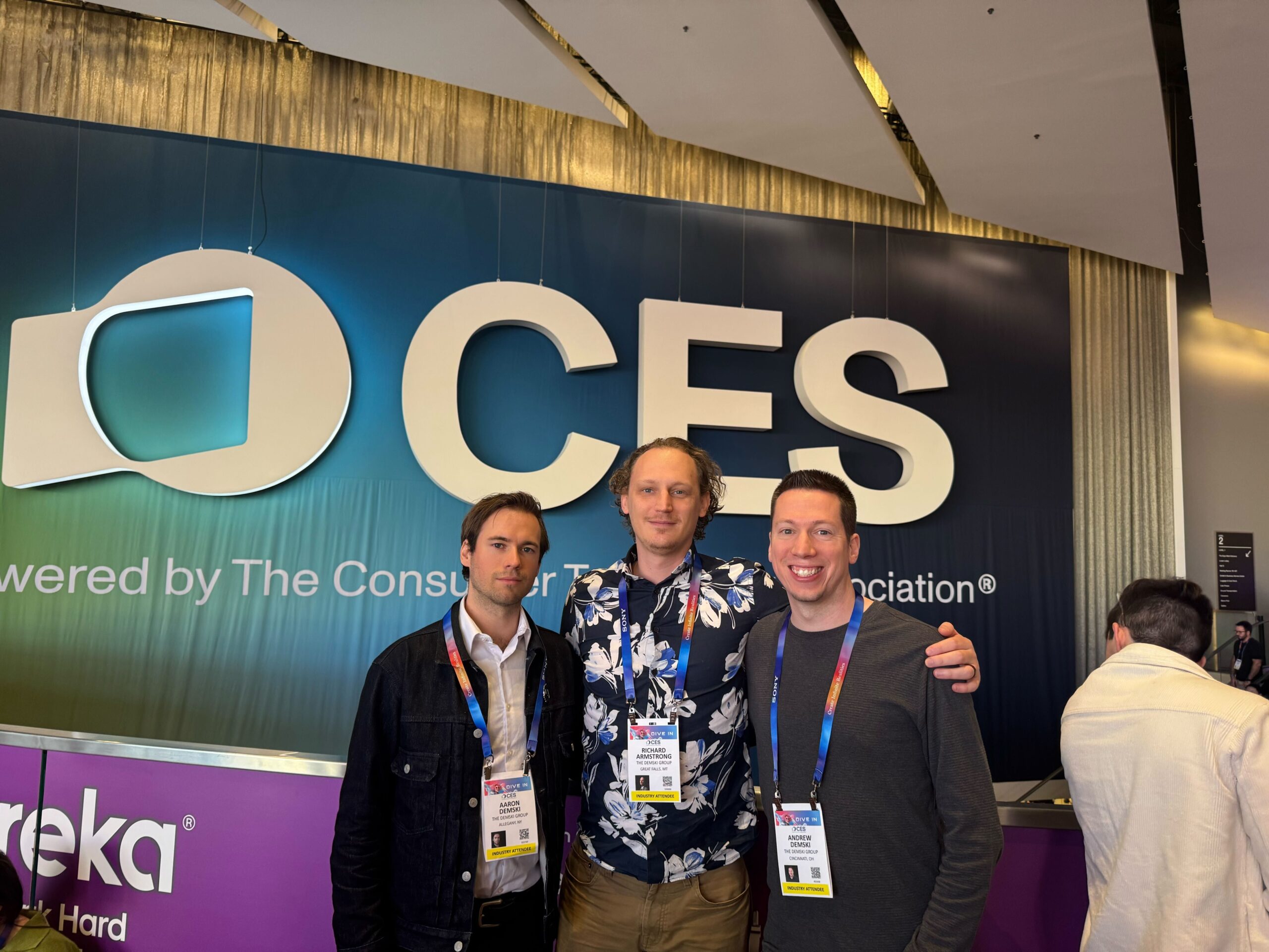 The Demski Group Members, Aaron, Richard and Andrew in Front of CES Sign